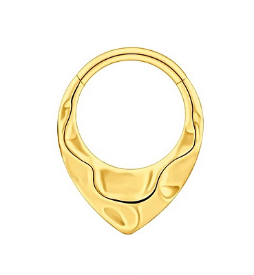 Кольцо-кликер Капелька мятая Gold 1.2 мм (16 G)